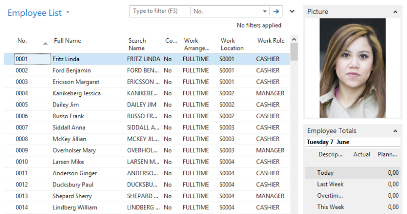 Staff Management employee list